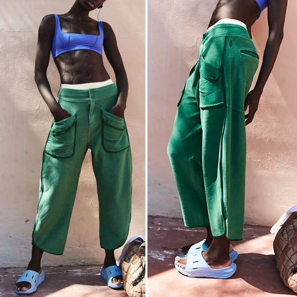 New! Free People Movement Timko Pants in Heritage Green 💚Large NWT! Sold Out! - Picture 1 of 13
